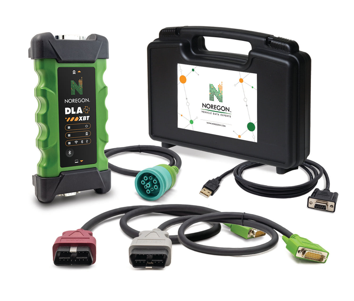 Noregon DLA+ 3.0 XBT adapter kit on a white background.