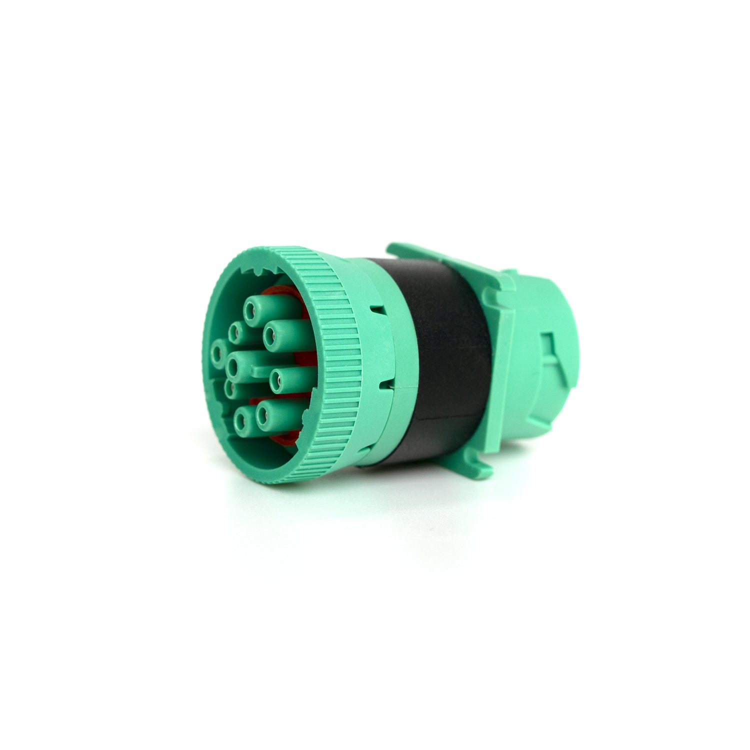 Green PACCAR 9-pin feed-through adapter.